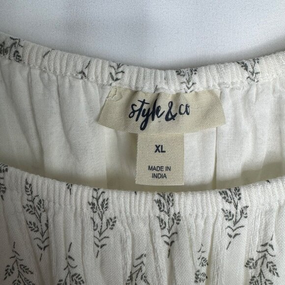 Style & Co White Floral CottonBlend Midi Dress‎ XL Cottagecore Girly Summer - Picture 3 of 10